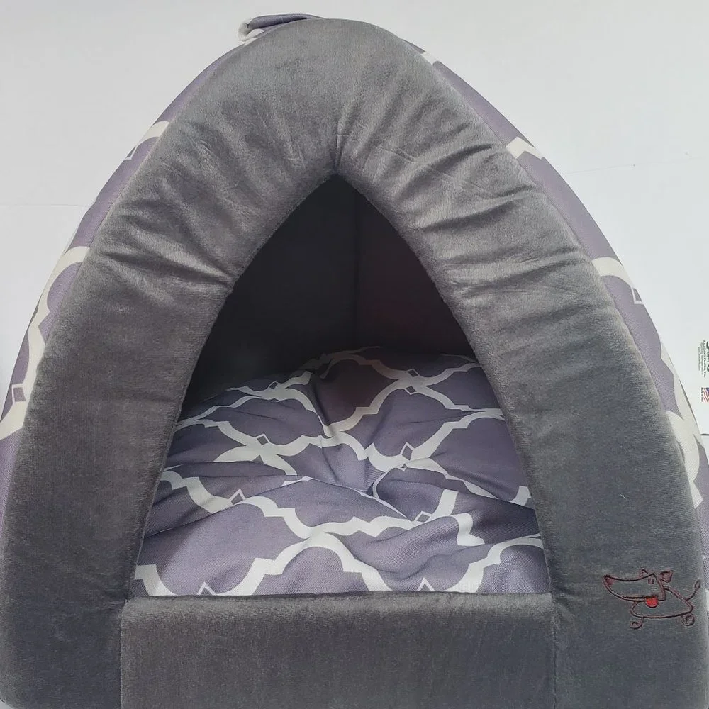 NWT Best Pet Supplies Linen Tent Covered Cat & Dog Bed with reversible mat gray